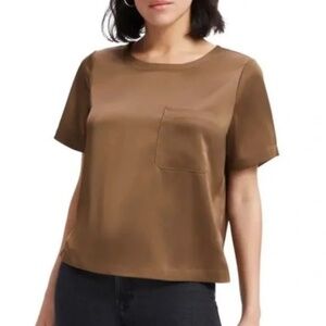 Good American Stretch Satin Pocket T-Shirt